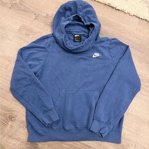 Nike Faded Blue Small Swoosh Hoodie Sweatshirt Size M